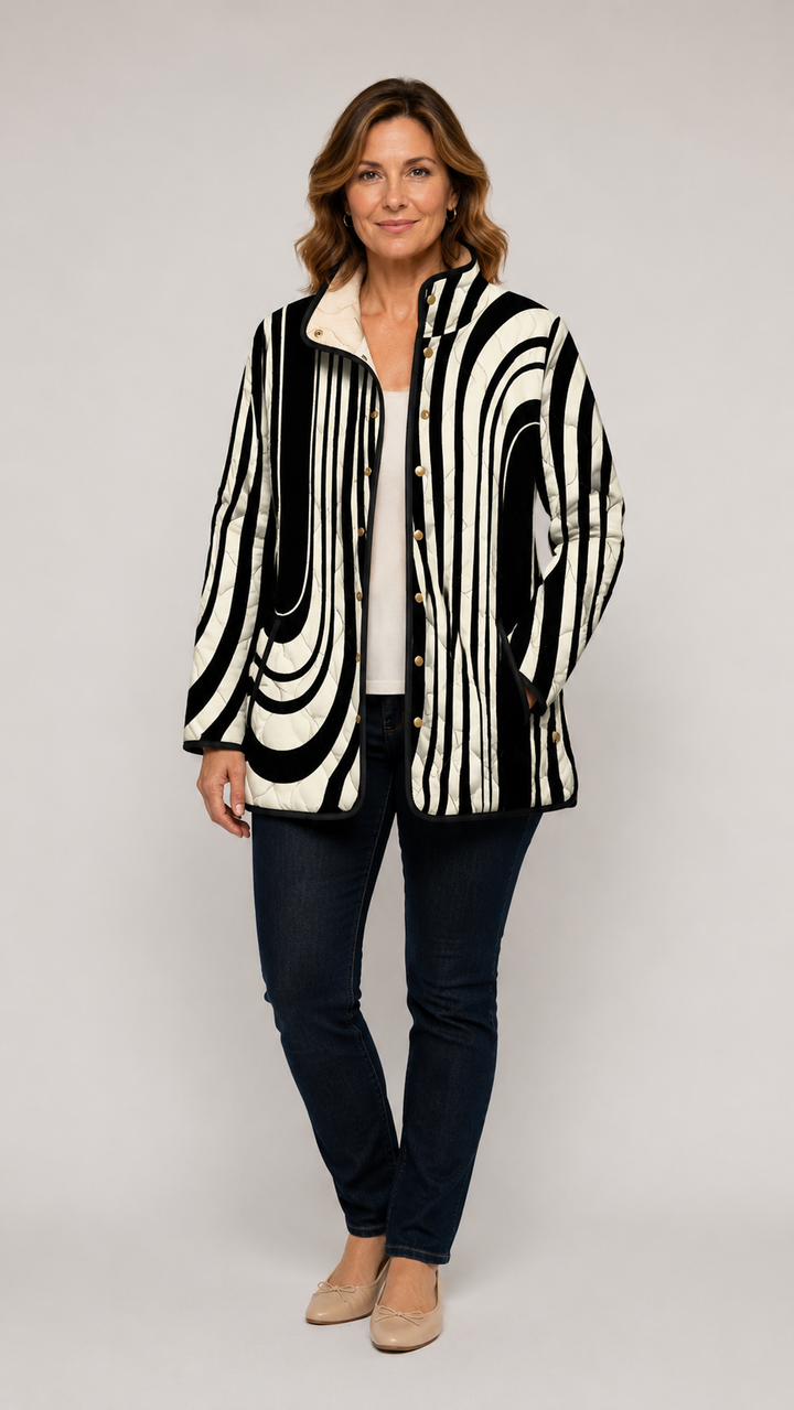 Colette | Casual Quilted Jacket with Abstract Geometric Design