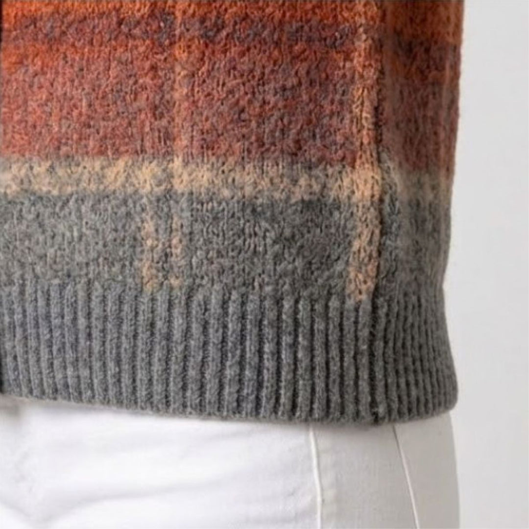 Cathy | Graduated Plaid Knit Cardigan