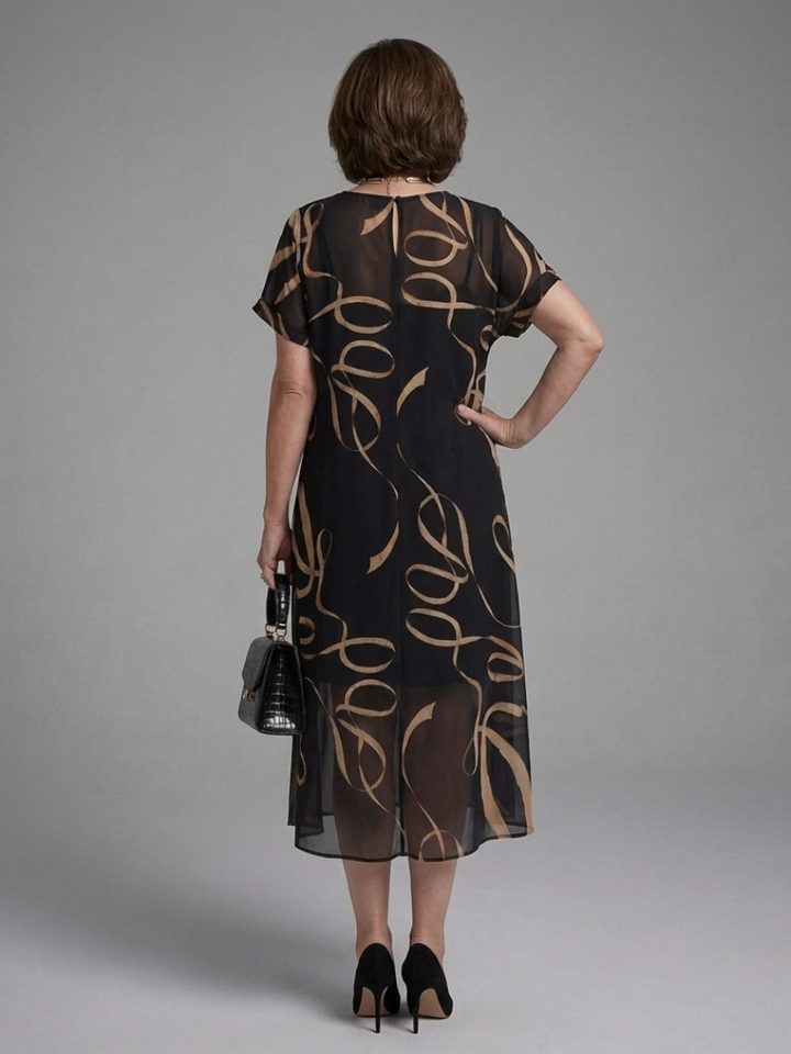 Cambria | Abstract Short-Sleeve Midi Dress