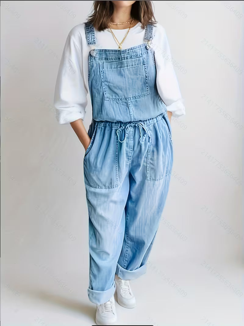 Everly | Relaxed Button Front Denim Overalls
