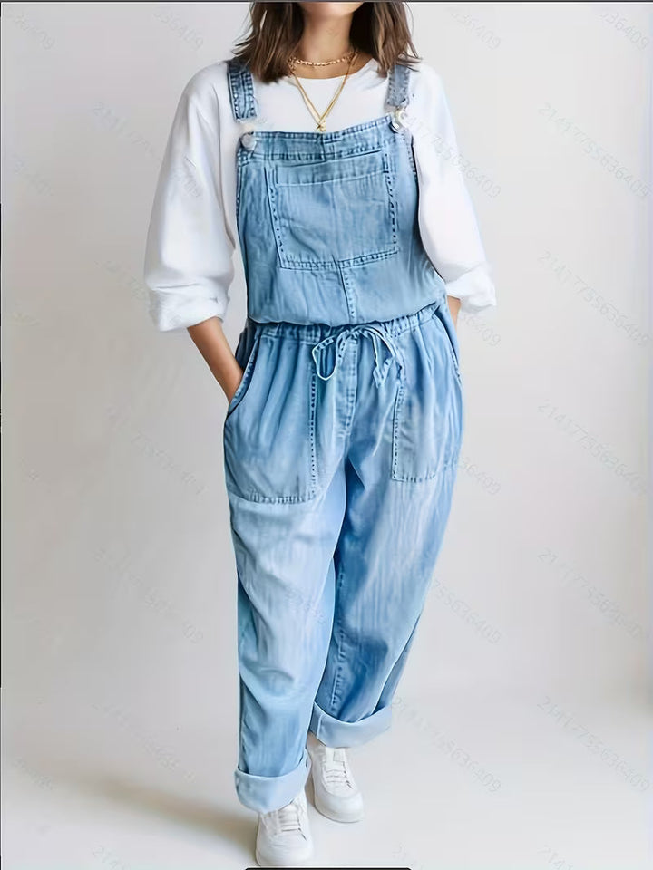 Everly | Relaxed Button Front Denim Overalls