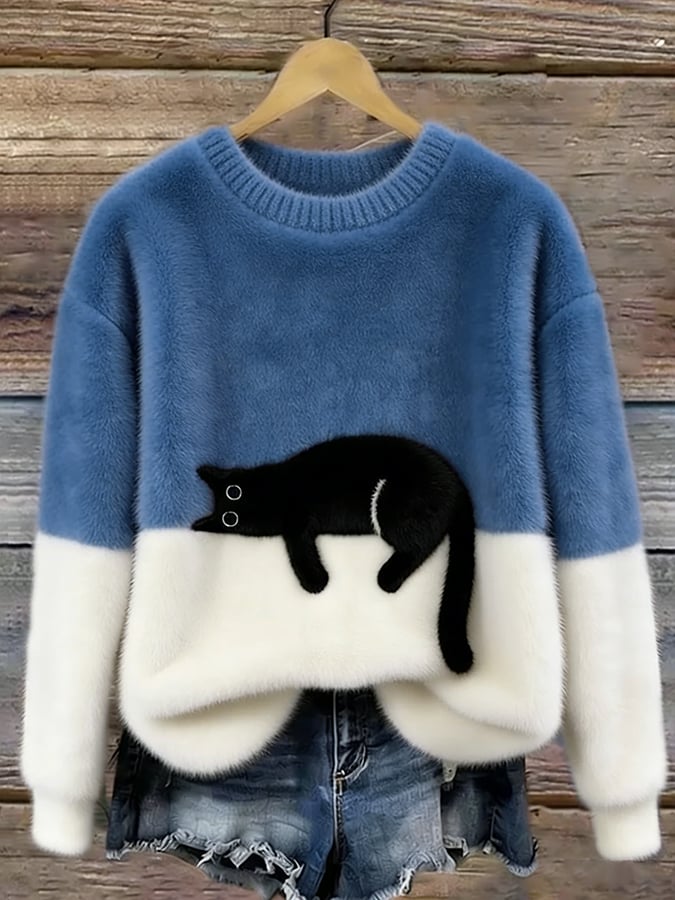 Aileen | Elegant Cat Print Sweater