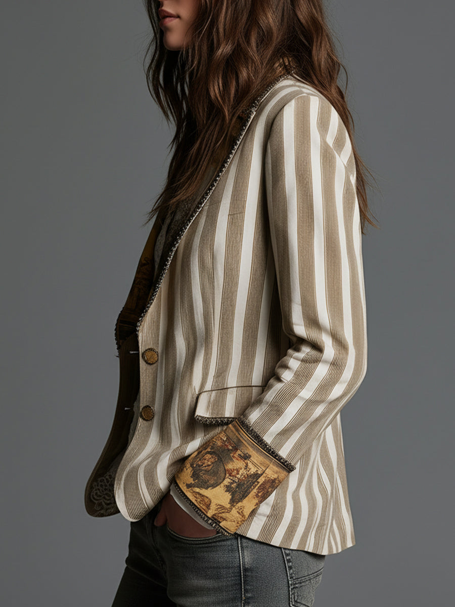 Wynne | Boho Striped Printed Blazer
