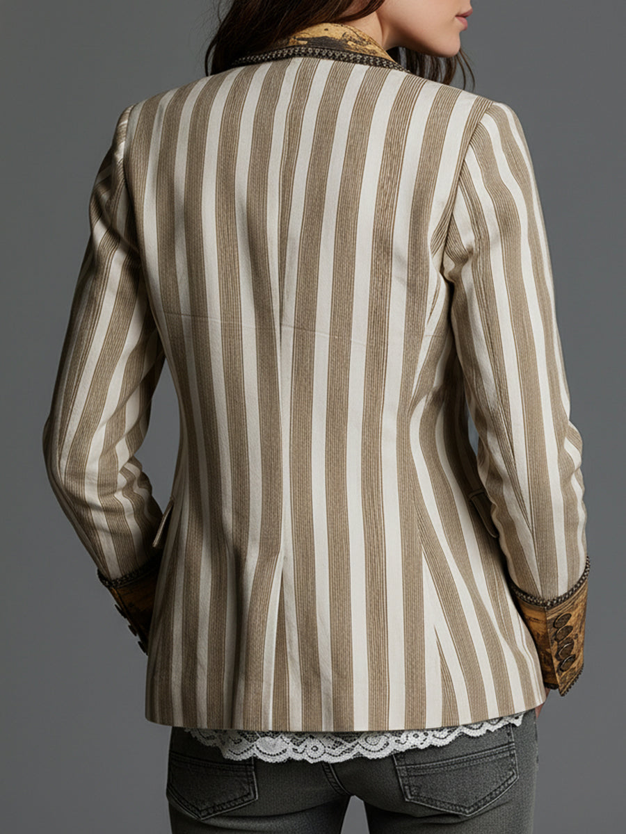 Wynne | Boho Striped Printed Blazer