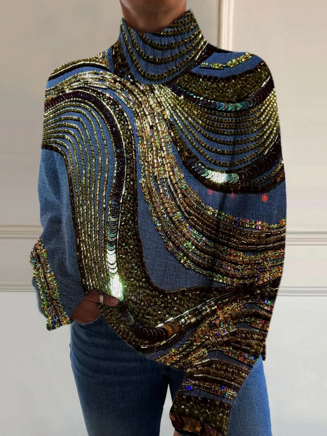 Aviana | Shimmering Turtleneck Top