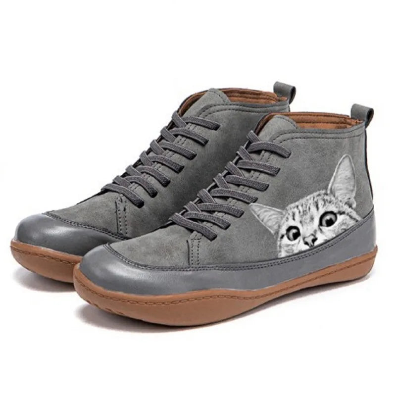 Fenna | Cat Print Leather Ankle Boots