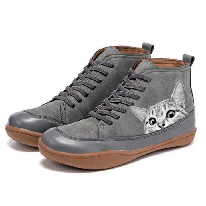 Fenna | Cat Print Leather Ankle Boots