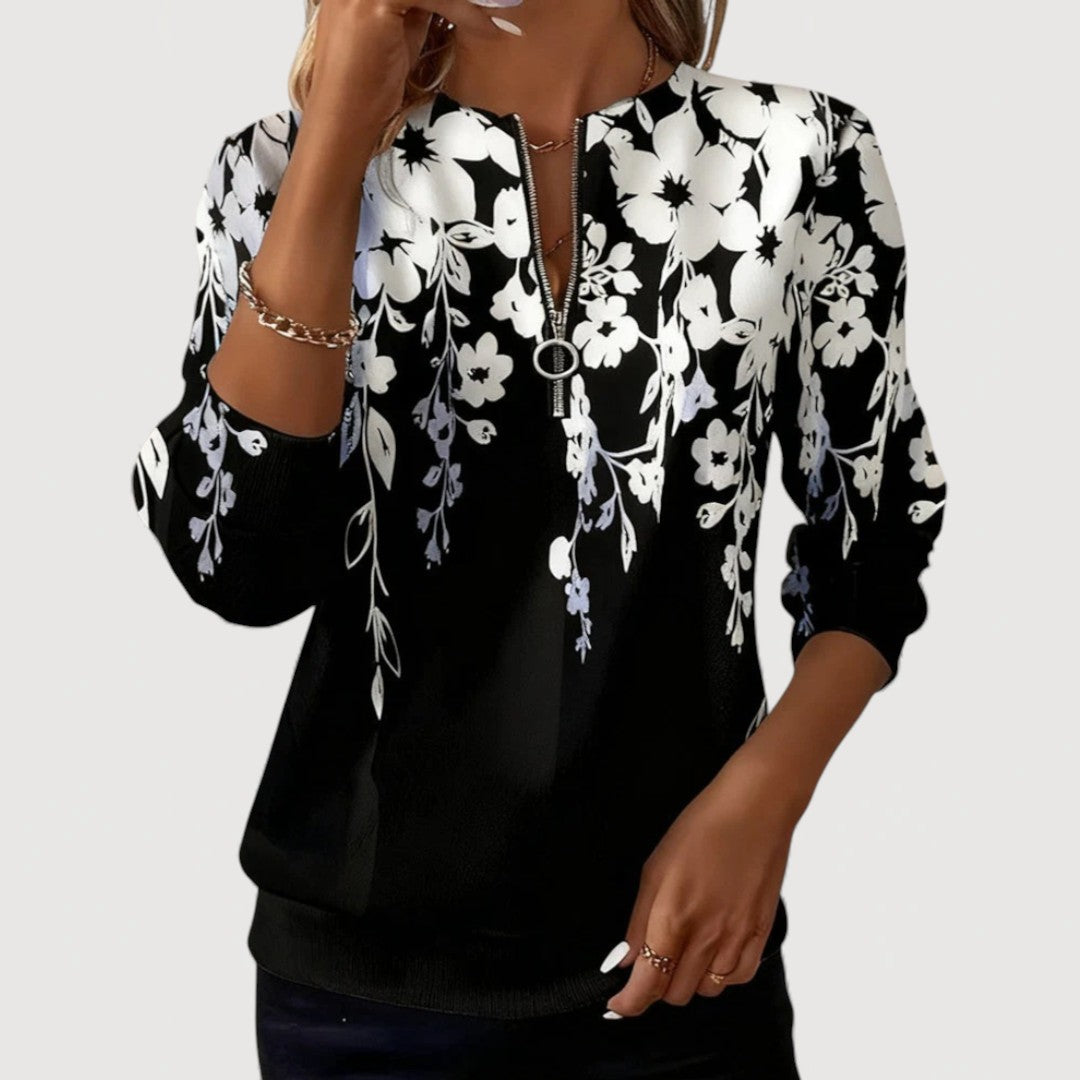 Marenza | Floral Zip-Neck Top