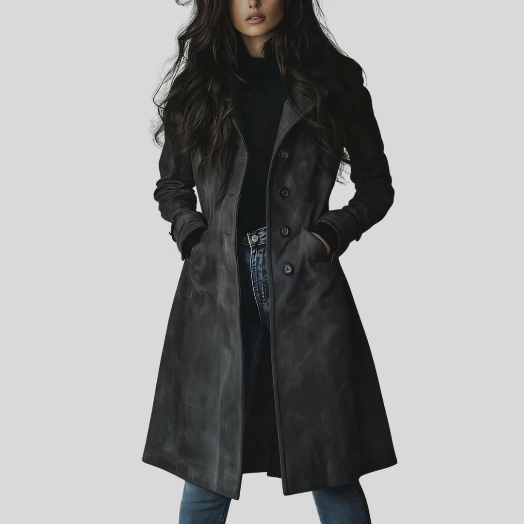 Teresa | Vintage-style Suede Trench Coat