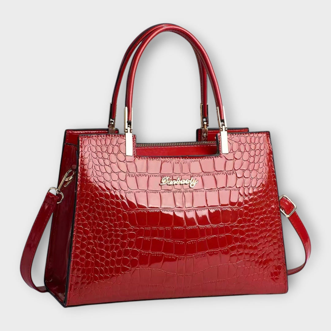 Celeste | Glossy Crocodile Pattern Handbag