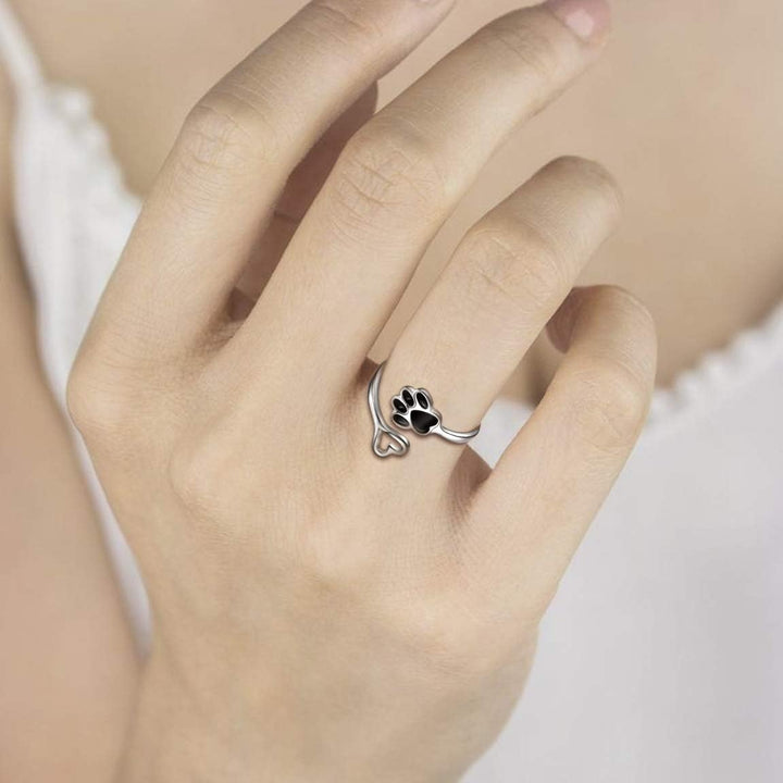 Donatella | Sterling Silver Paw Heart Ring