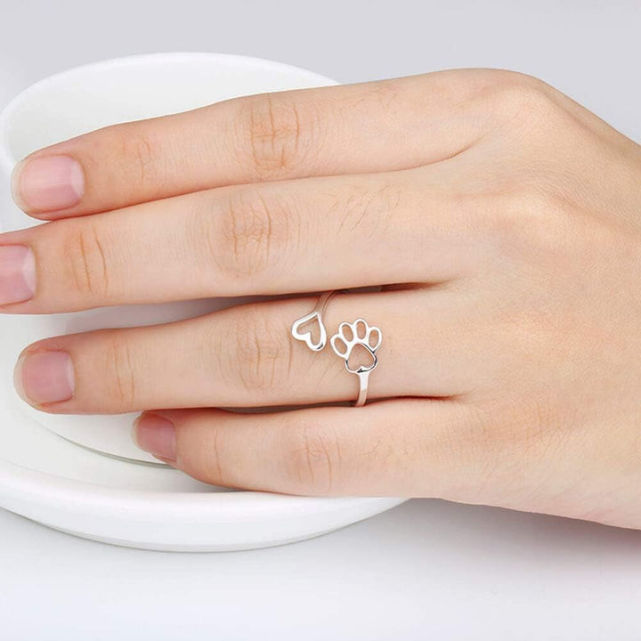 Donatella | Sterling Silver Paw Heart Ring