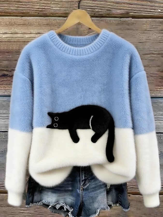 Aileen | Elegant Cat Print Sweater