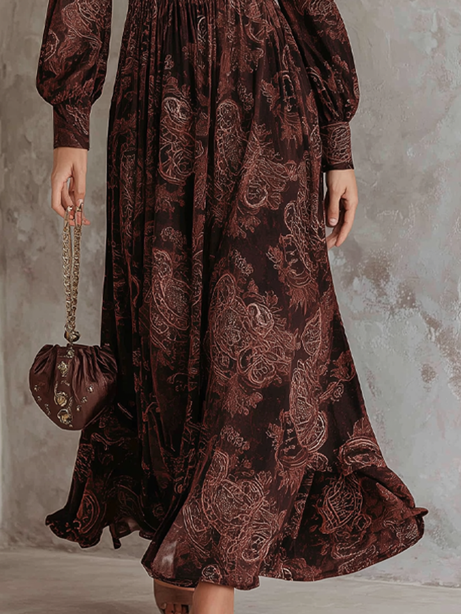 Kailey | Paisley Zip-Waist Maxi Dress