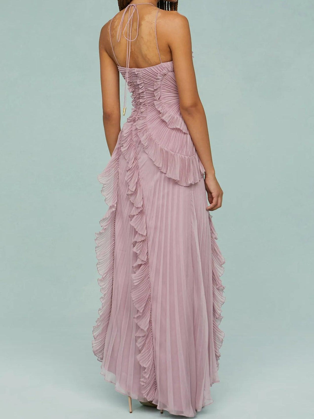 Maria | Long Dress with Pleated Straps and Slits