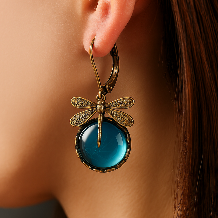 Sybil | Dragonfly Earrings Antique Gold