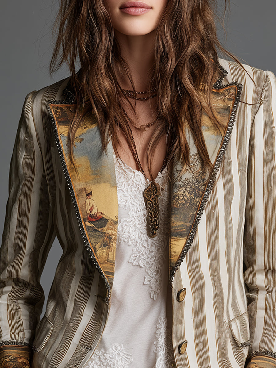 Wynne | Boho Striped Printed Blazer