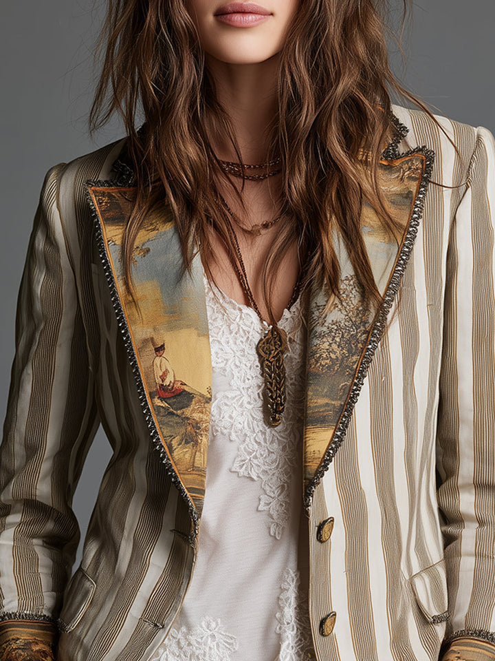 Wynne | Boho Striped Printed Blazer
