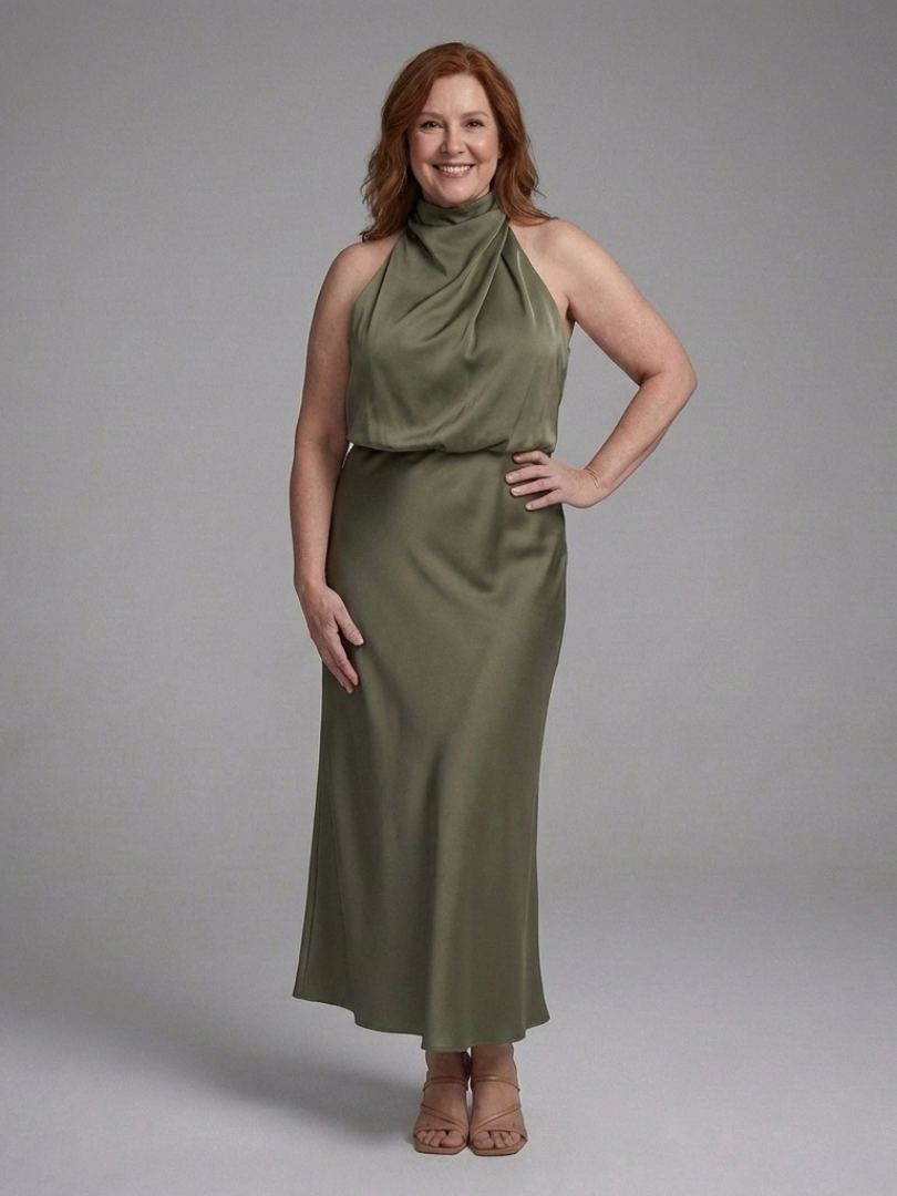 Emmeline | Midi Dress with Halter Neckline