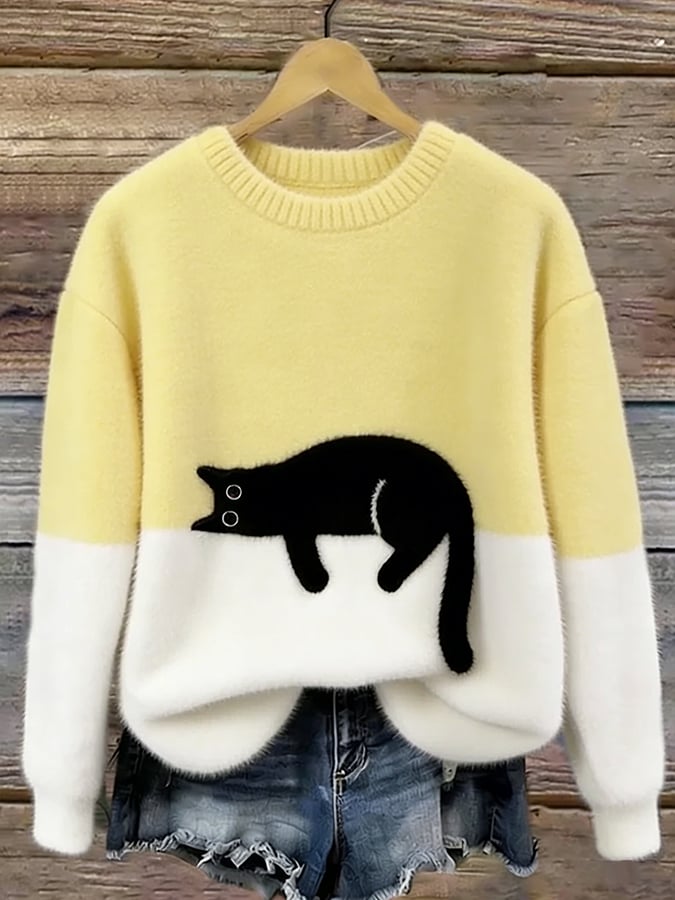 Aileen | Elegant Cat Print Sweater
