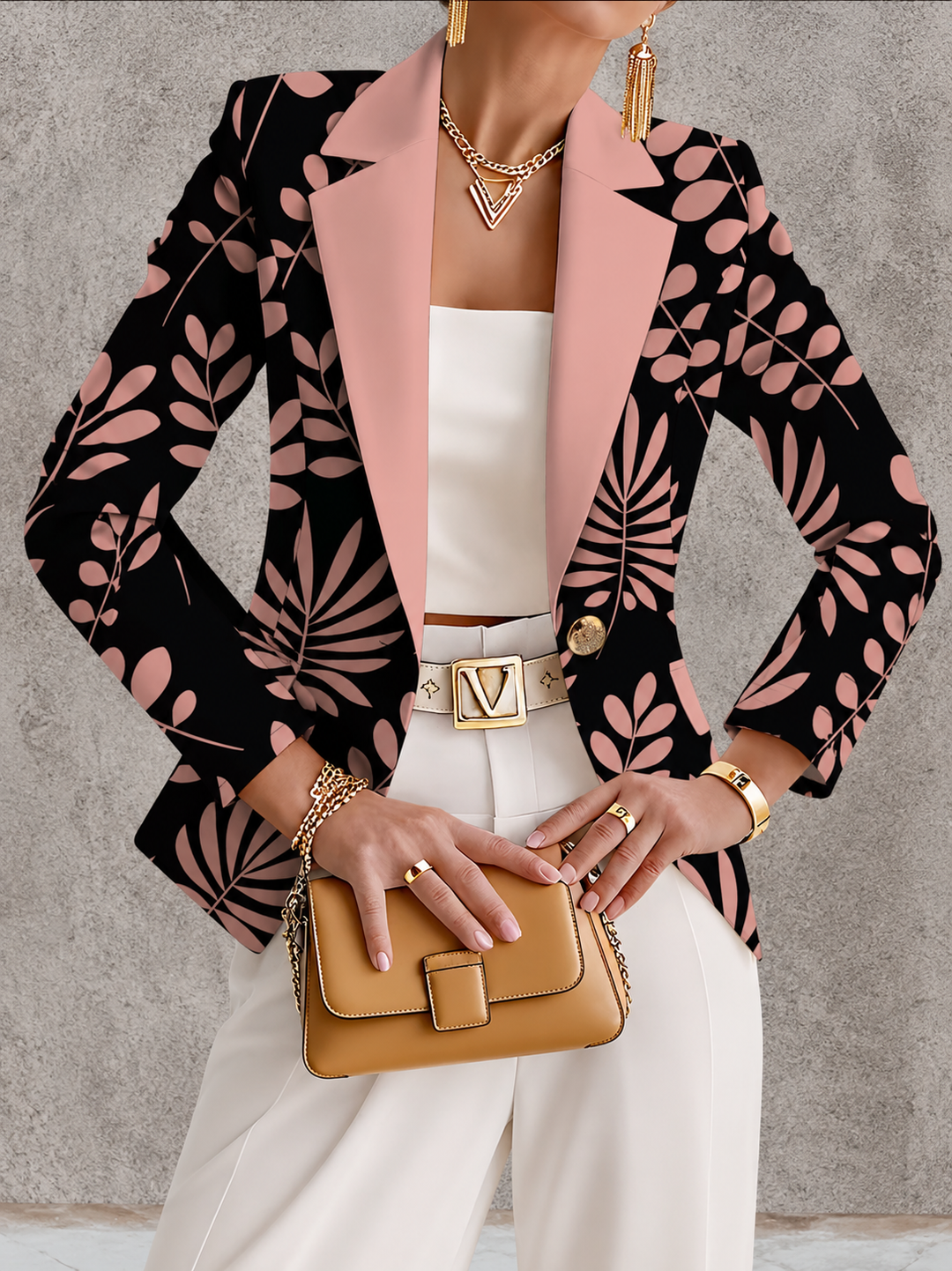 Odara | Pink Leaf Blazer