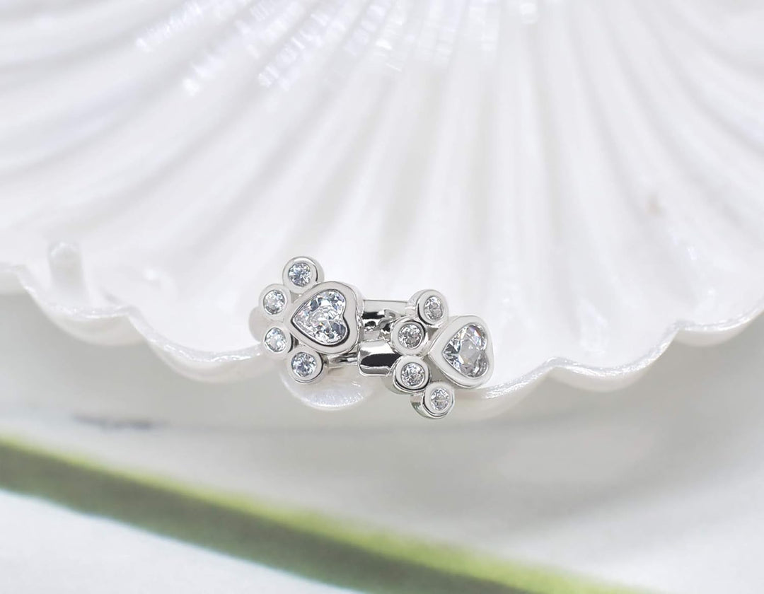 Thomasine | Crystal Paw Huggie Earrings