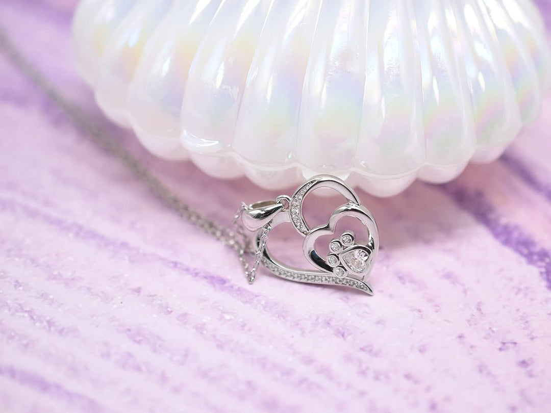 Xia | Sterling Silver Paw Heart Necklace