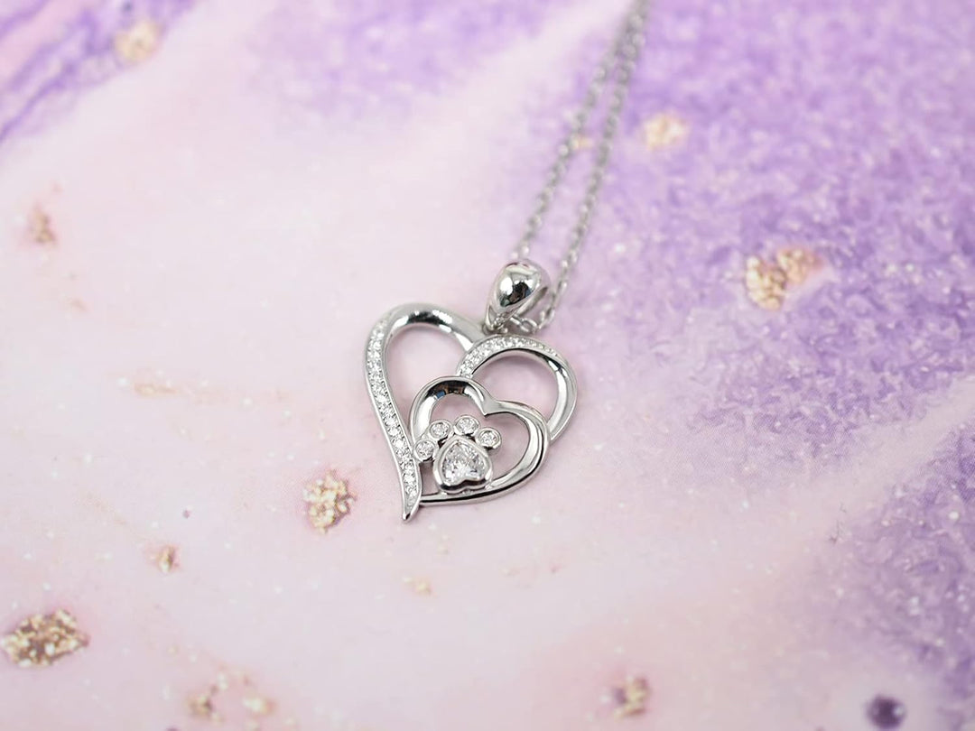 Xia | Sterling Silver Paw Heart Necklace