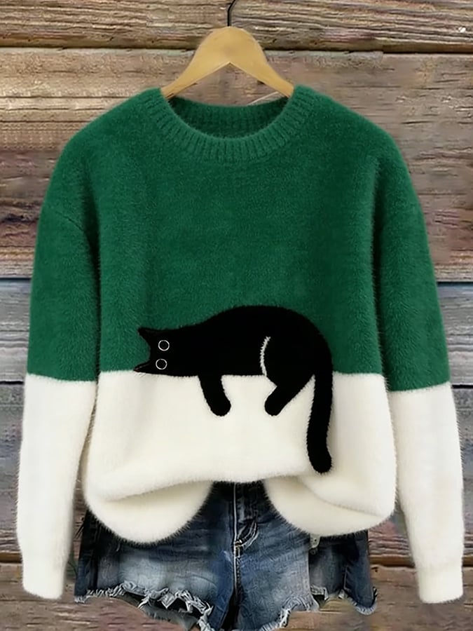Aileen | Elegant Cat Print Sweater