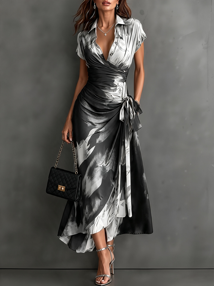 Rosine | Abstract Print Midi Wrap Dress