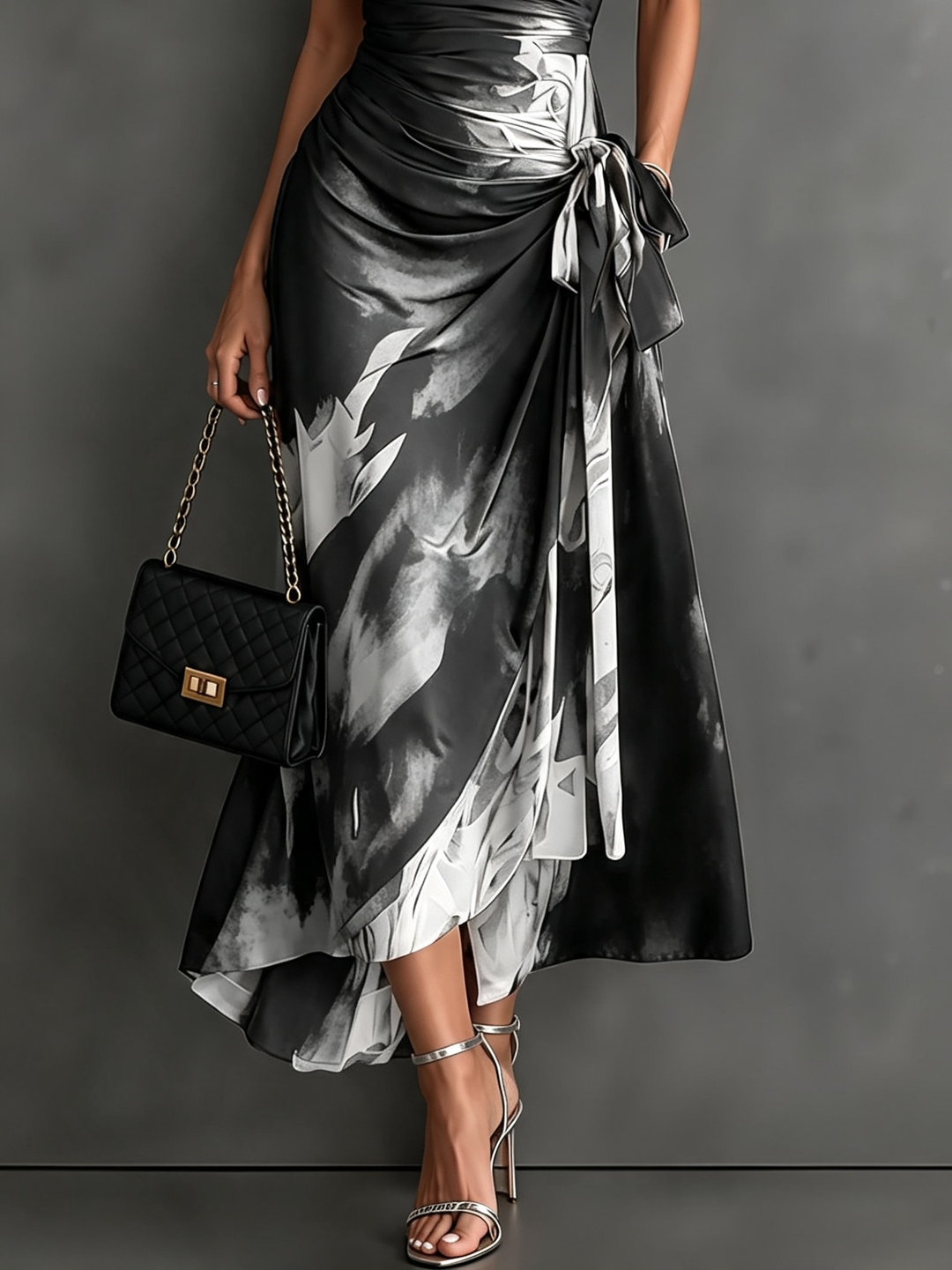 Rosine | Abstract Print Midi Wrap Dress