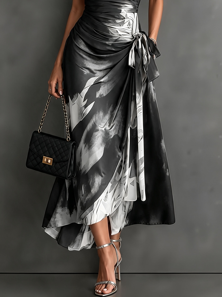 Rosine | Abstract Print Midi Wrap Dress