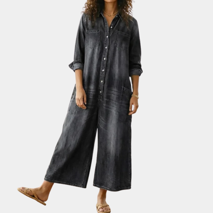 Harper | Relaxed Wide-Leg Denim Jumpsuit