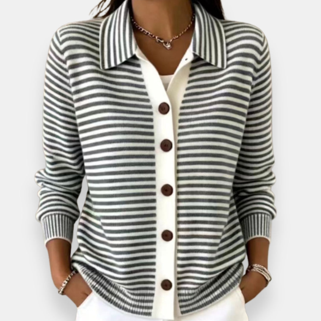 Meredith | Striped Button Cardigan