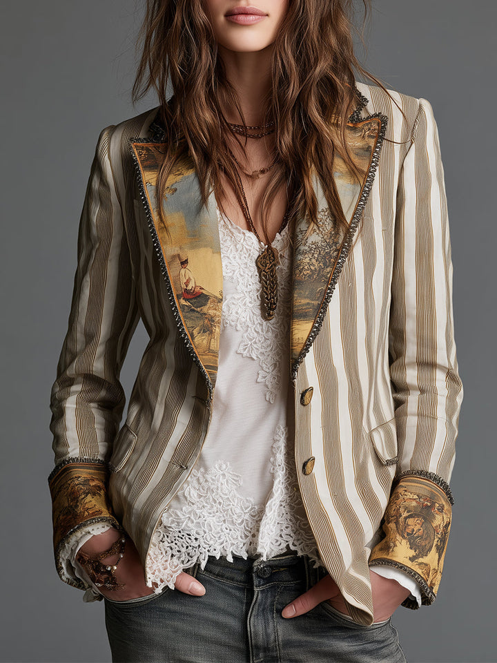 Wynne | Boho Striped Printed Blazer