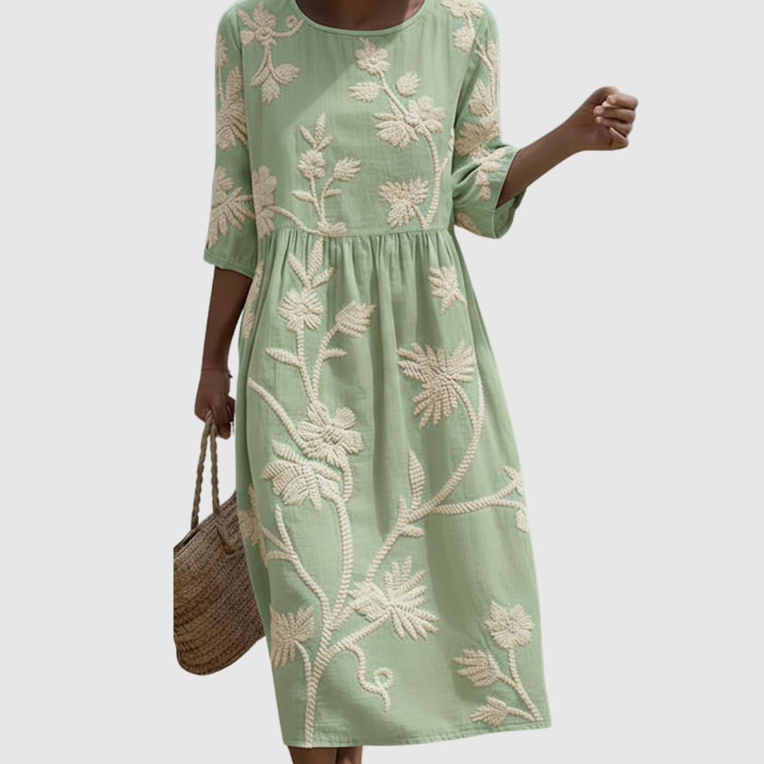 Gwen | Plant & Flower Print Midi Dress