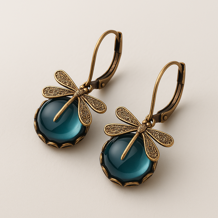 Sybil | Dragonfly Earrings Antique Gold