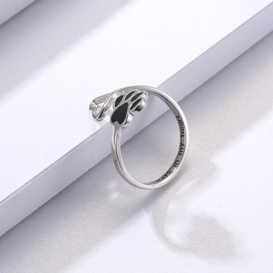 Donatella | Sterling Silver Paw Heart Ring