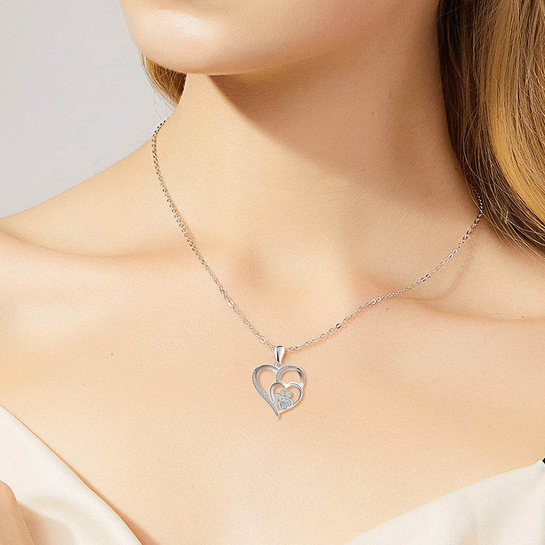 Xia | Sterling Silver Paw Heart Necklace