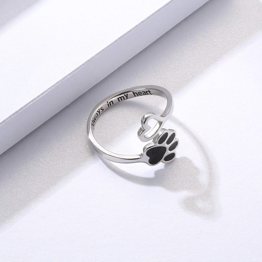 Donatella | Sterling Silver Paw Heart Ring