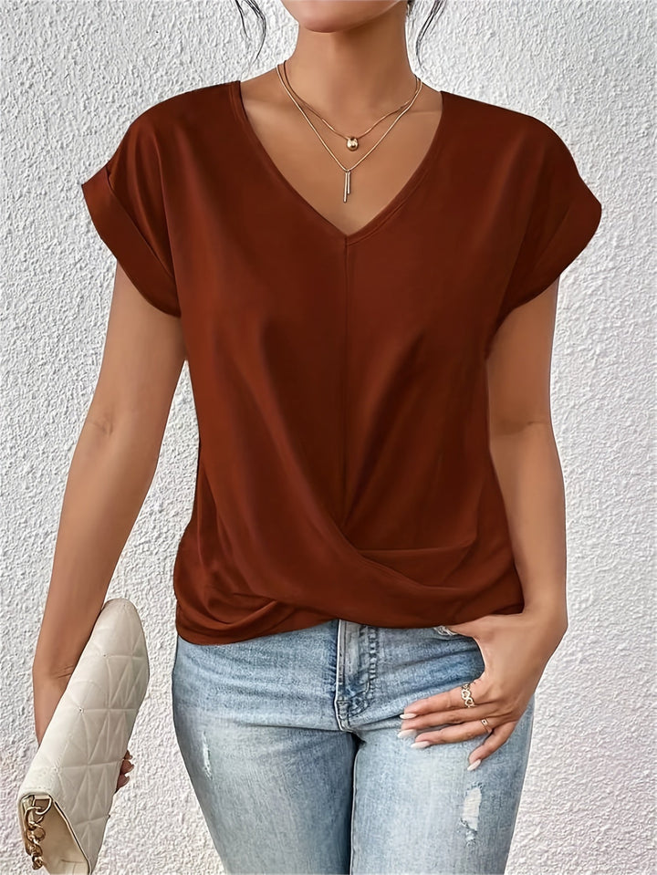 Liana | Soft Drape Twist-Front Top - Flattering, Comfortable & Elegant