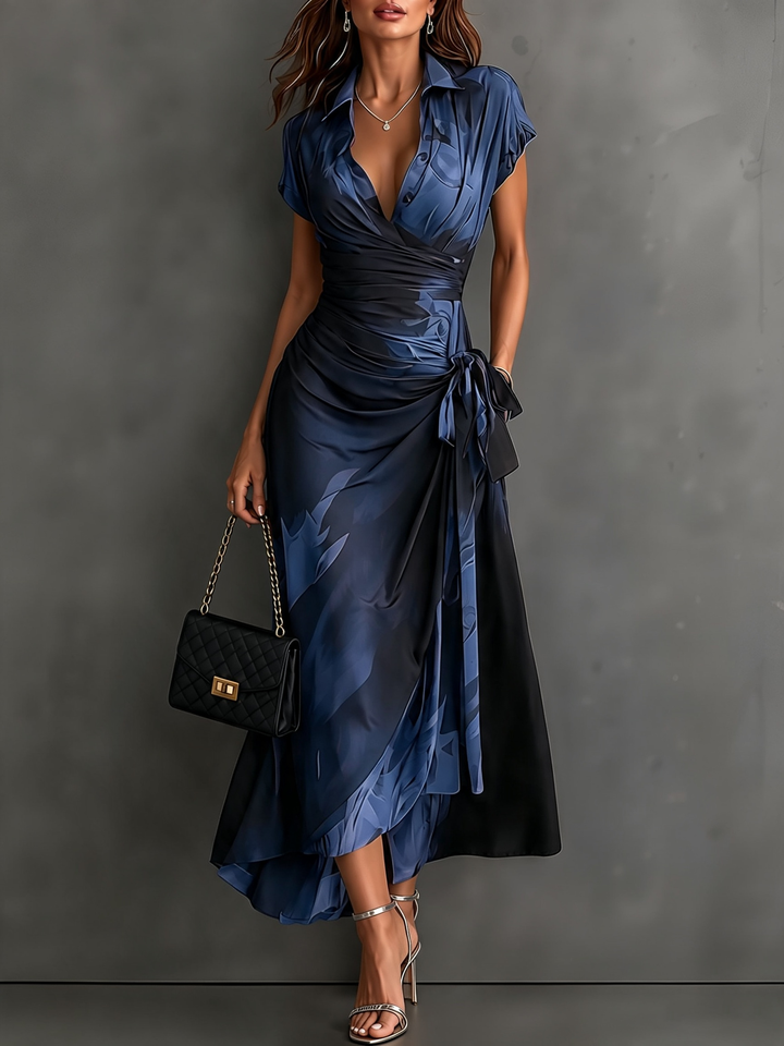 Ulrica | Abstract Print Midi Wrap Dress
