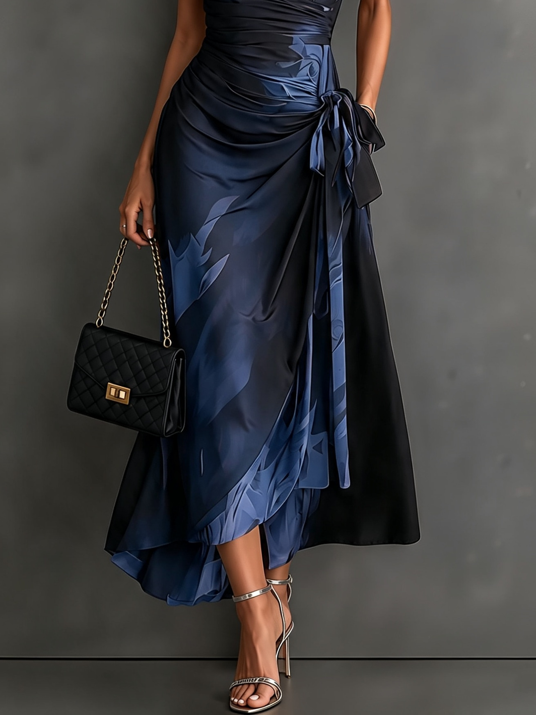 Ulrica | Abstract Print Midi Wrap Dress