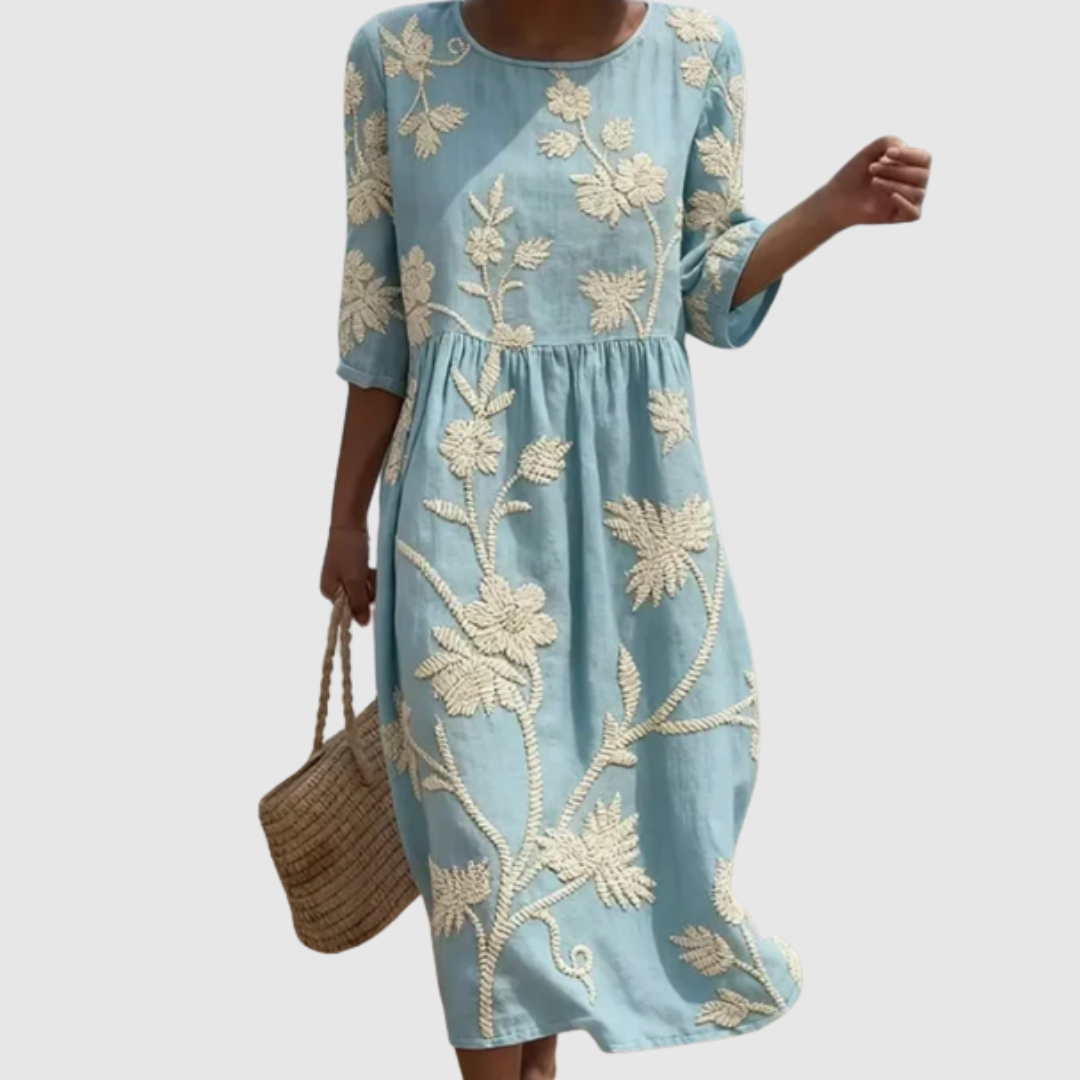 Kimberly | Plant & Flower Print Midi Dress