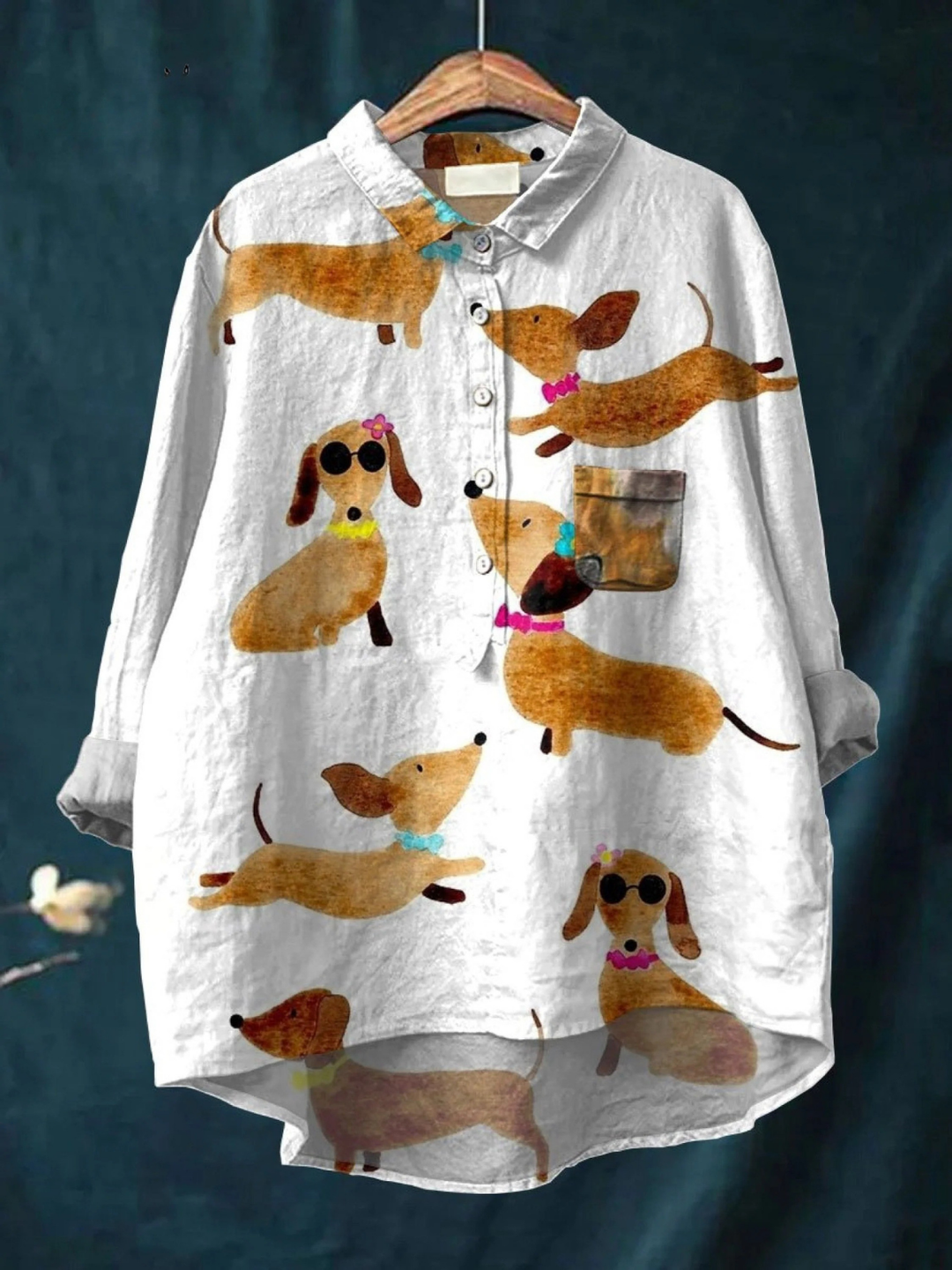 Eva | Cute Dog Dachshund Art Print Casual Shirt