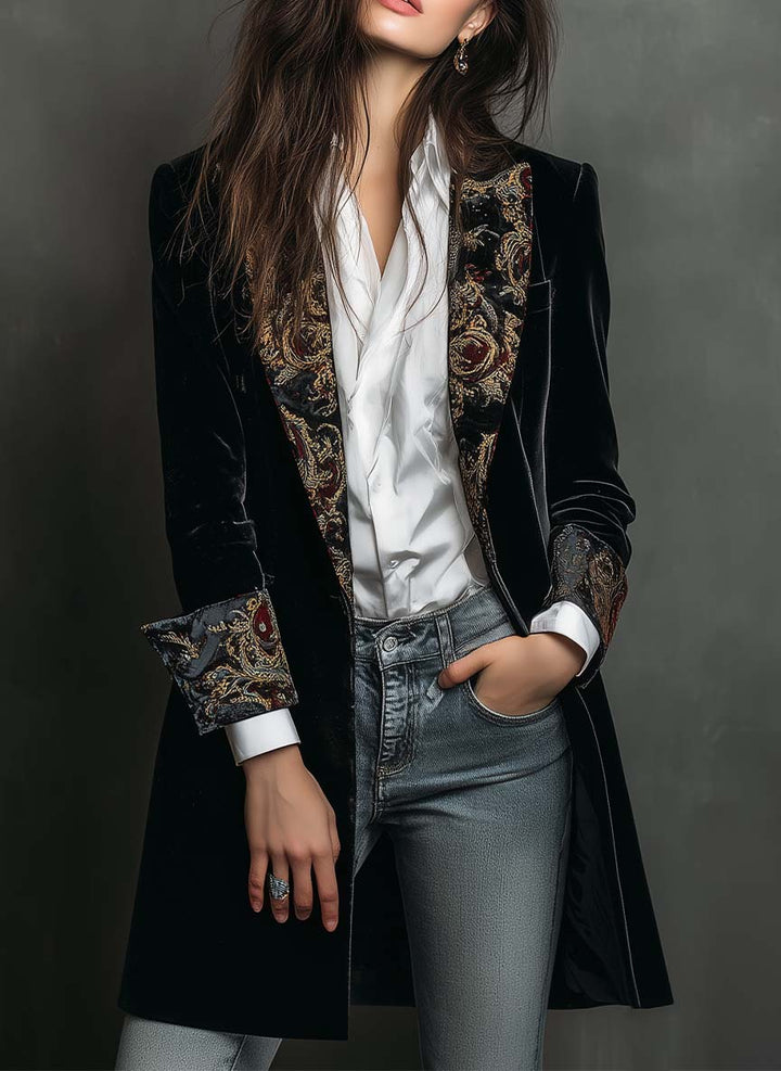 Emmeline | Black Baroque Print Blazer