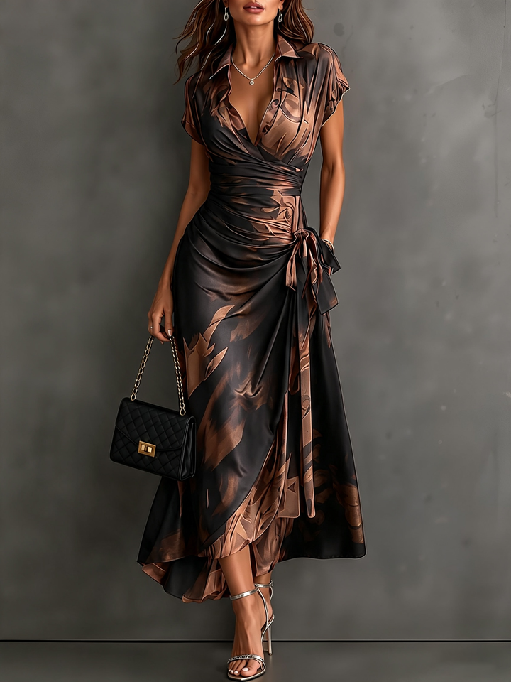 Zuzanna | Abstract Print Midi Wrap Dress