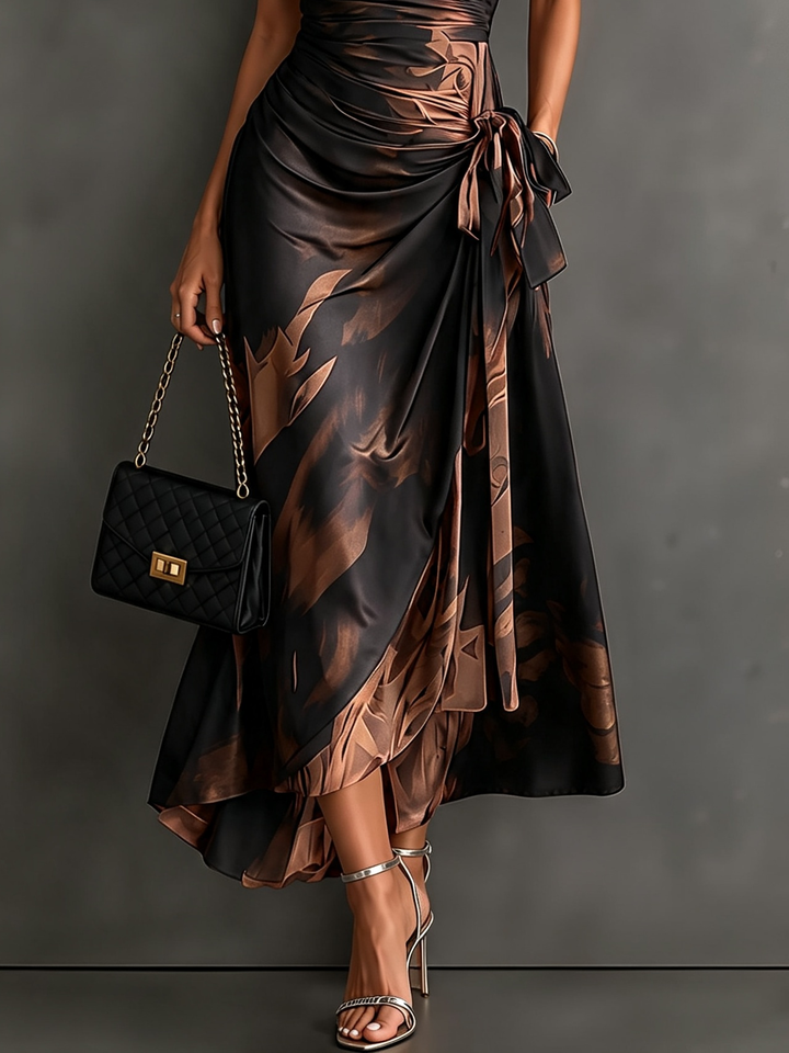 Zuzanna | Abstract Print Midi Wrap Dress