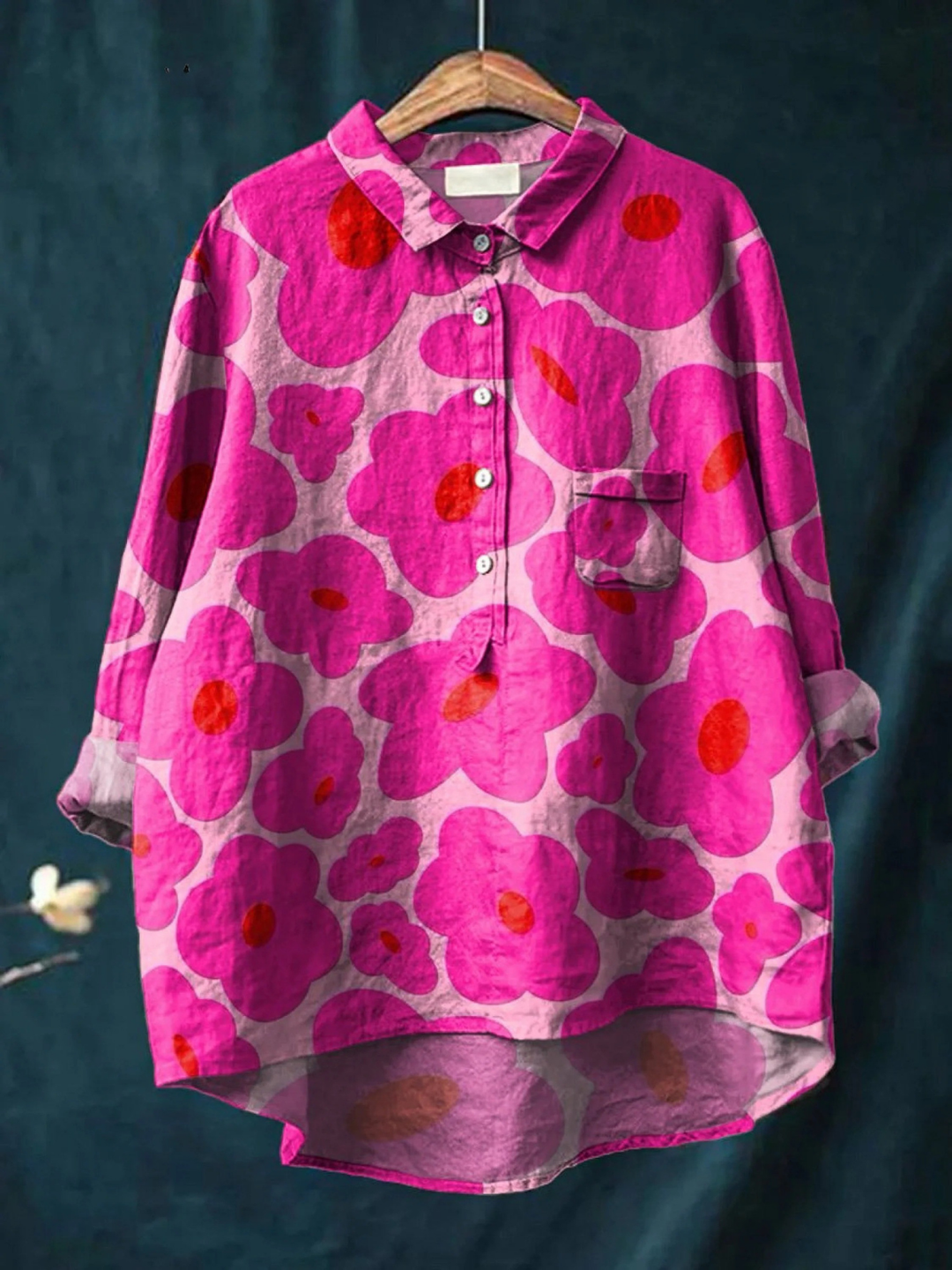 Mya | Vibrant Pink Floral Pattern Printed Women's Casual Shirt