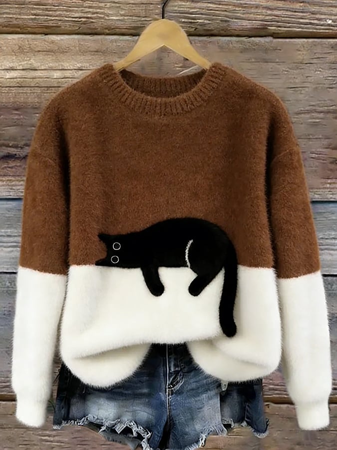 Aileen | Elegant Cat Print Sweater